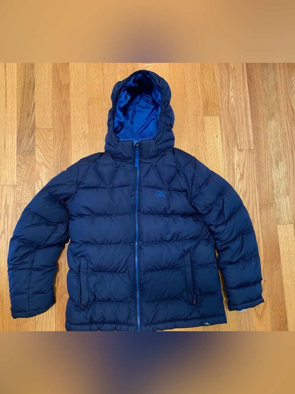 L.L. Bean Kids' Navy Puffer Hooded Jacket. Size Large 14-16.